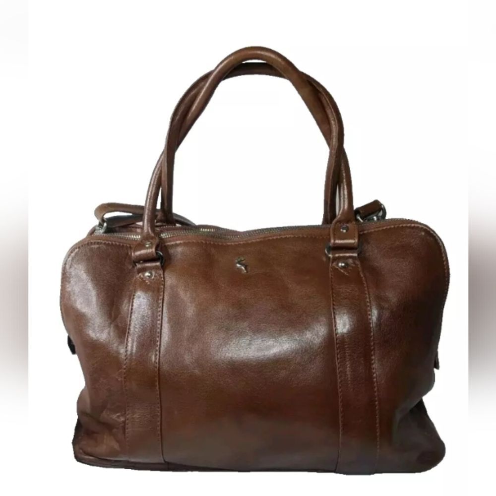 Ashwood Gina Leather Handbag 3 Section Large Work Handbag~Brown